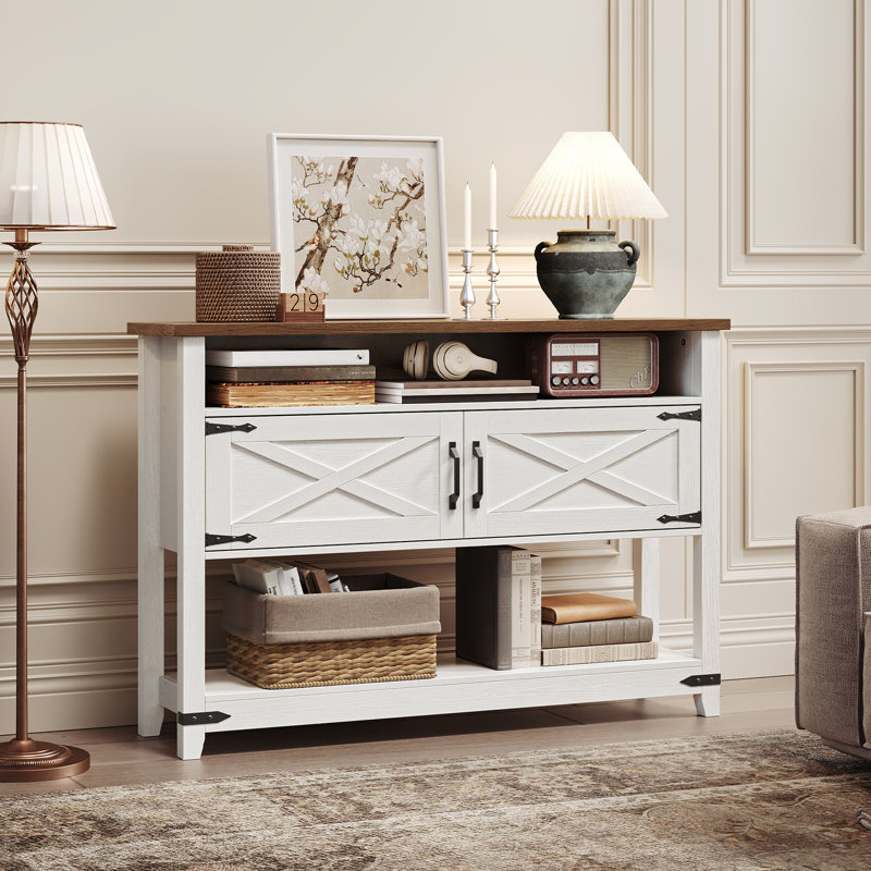 Gracie Oaks Chaseburg 472 Farmhouse Console Table Entryway Table With 2 Cabinets W112180659