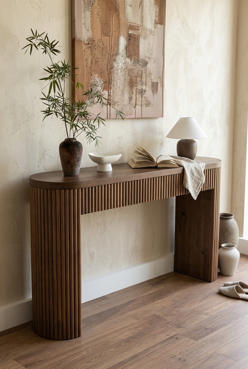 Mastering Architectural Texture: Fluted Wood Console Table Decor Ideas for the Modern Home