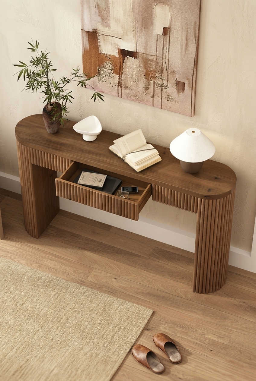 Mastering Architectural Texture: Fluted Wood Console Table Decor Ideas for the Modern Home
