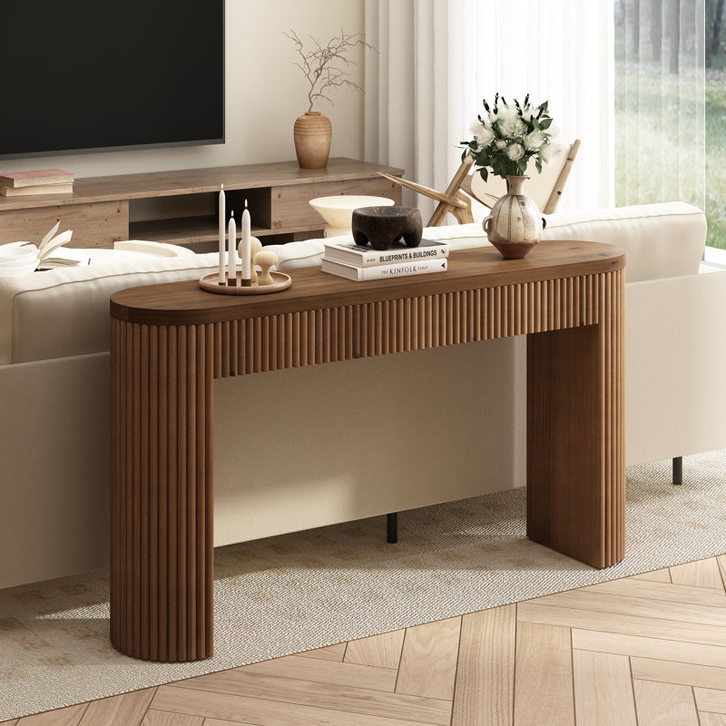 Millwood Pines Gennari 55 Fluted Solid Wood Console Table With 1 Drawer W113606641