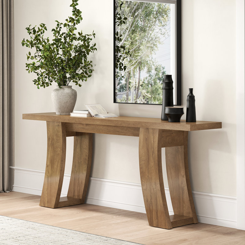 Millwood Pines 709 Inch Wood Console Table For Entryway Living Room Farmhouse Extra Long Sofa Tables For Hallway Couch Foyer Entrance Natural Brown W114553763