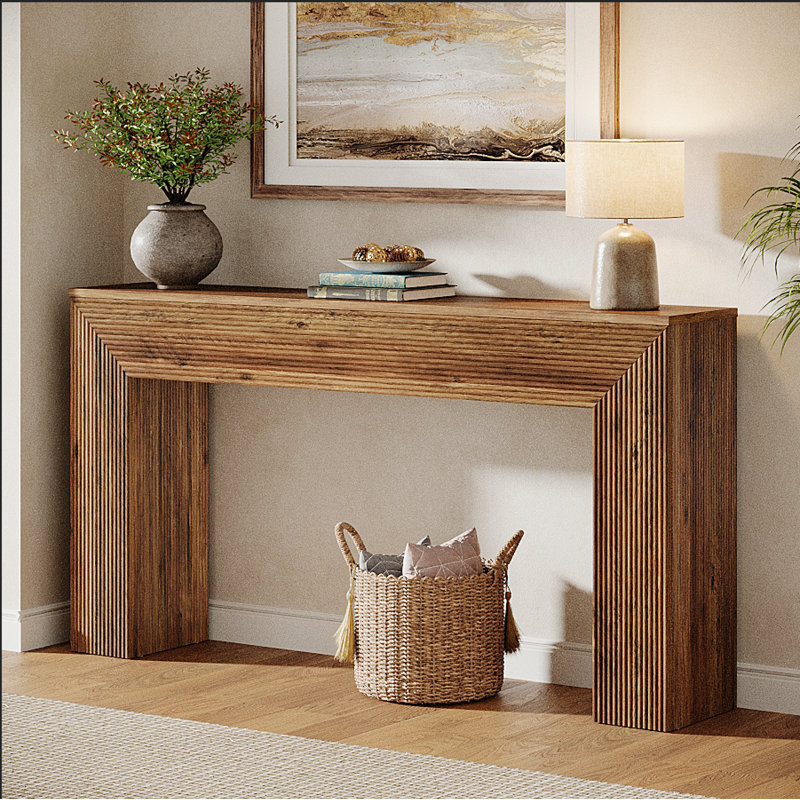 Ophelia Co 63 Fluted Console Table Entryway Table Behind Sofa W114608646