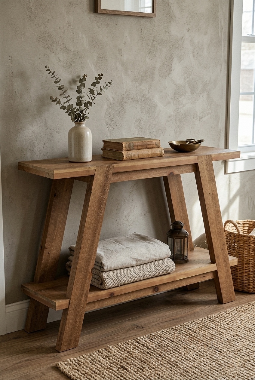 Art of the Entryway: Curation with a Solid Wood Farmhouse Entryway Table