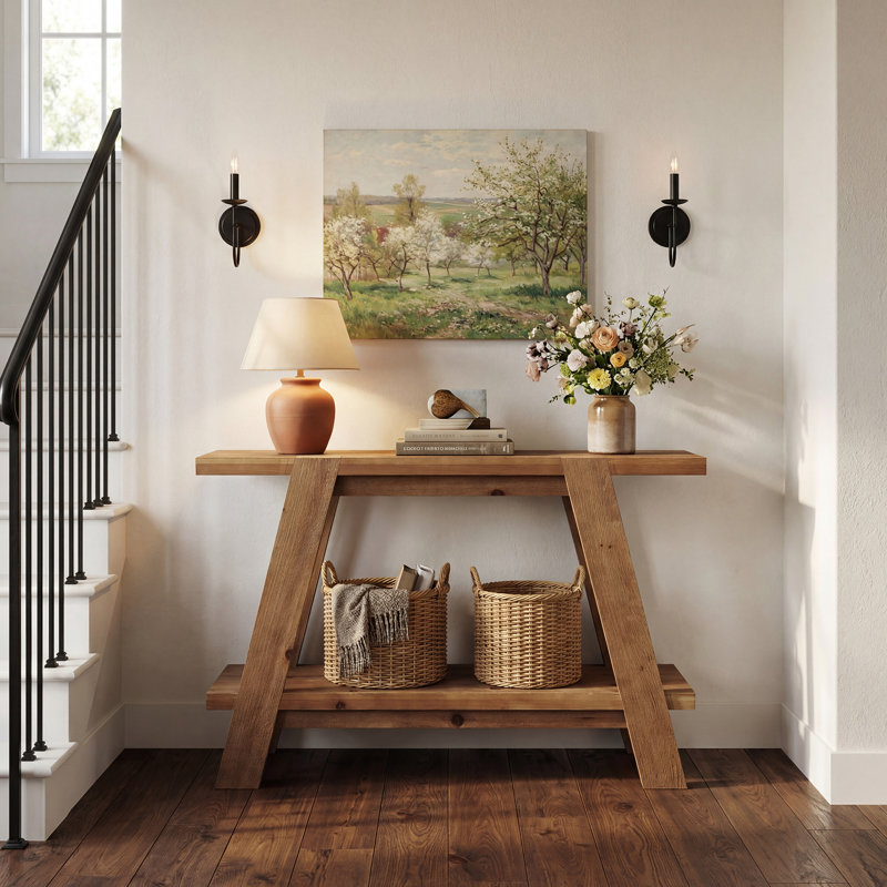 Art of the Entryway: Curation with a Solid Wood Farmhouse Entryway Table